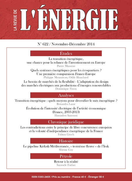 Revue de l'énergie (La) - N° 622, novembre-décembre 2014