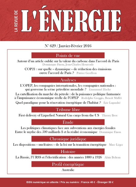 Revue de l'énergie (La) - N° 629, janvier-février 2016