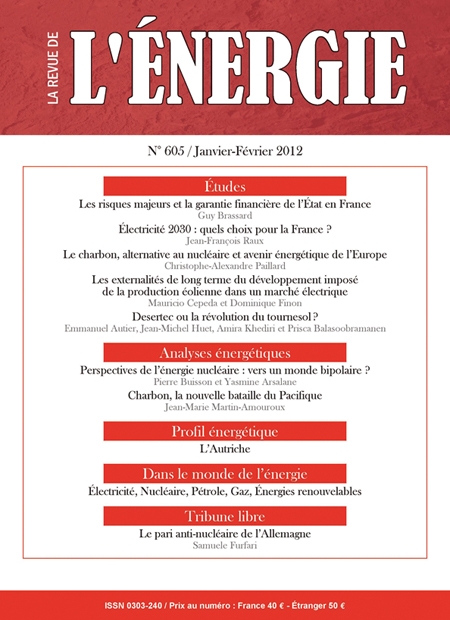 Revue de l'énergie (La) - N° 605, janvier-février 2012