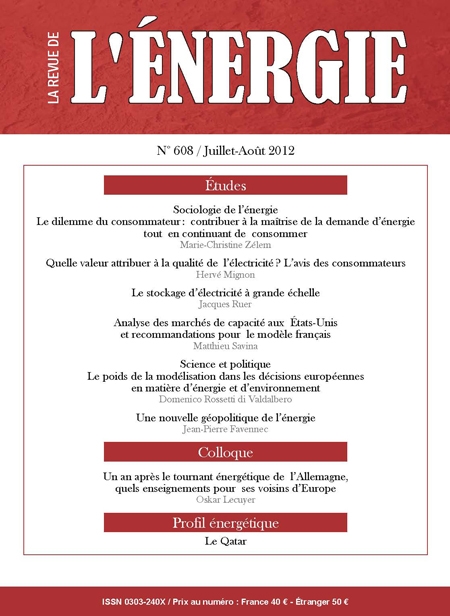 Revue de l'énergie (La) - N° 608, juillet-août 2012