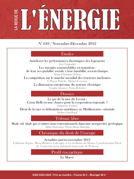 Revue de l'énergie (La) - N° 610, novembre-décembre 2012
