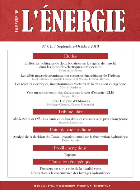 Revue de l'énergie (La) - N° 615, septembre-octobre 2013