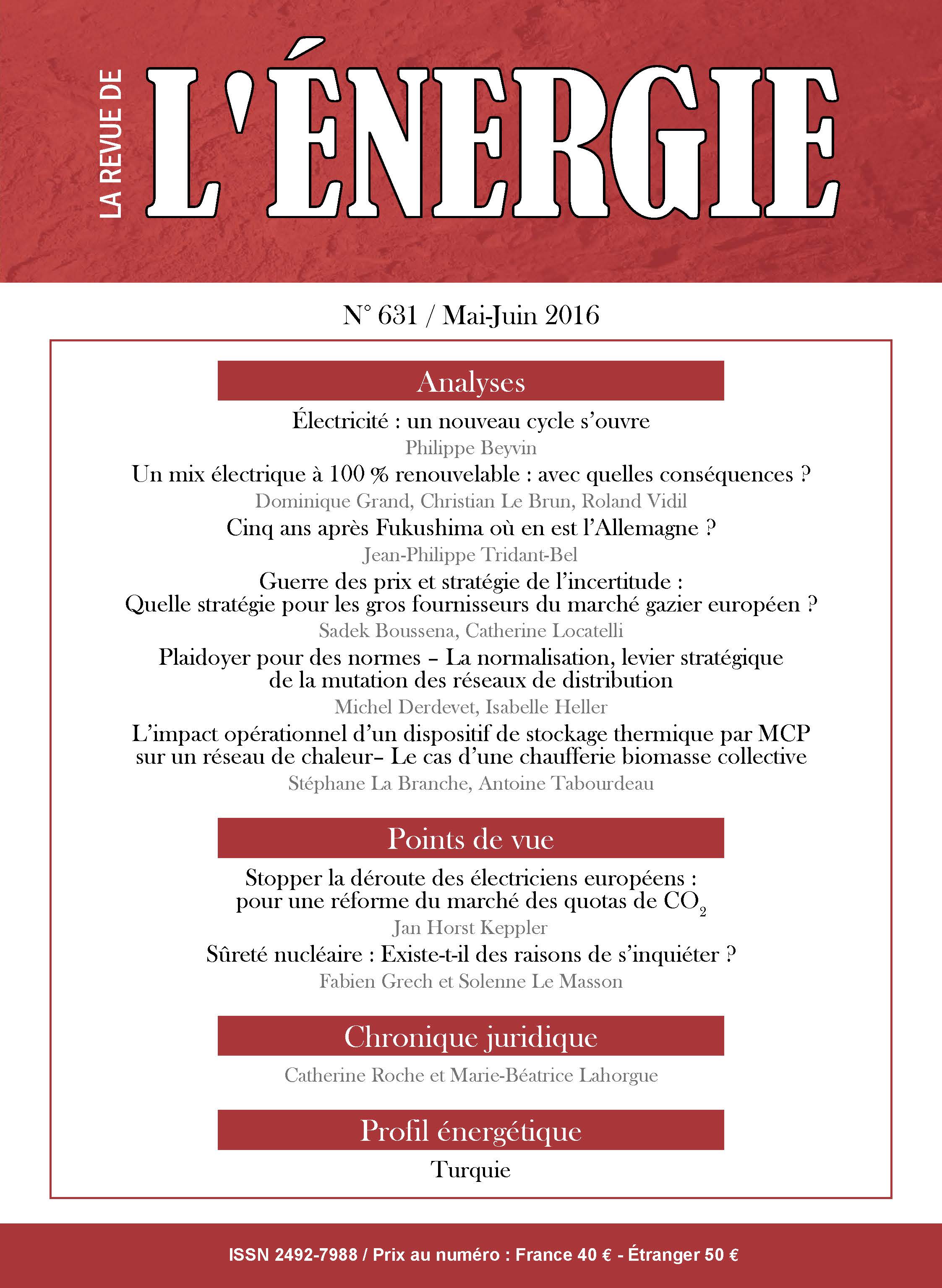 Revue de l'énergie (La) - N° 631, mai-juillet 2016