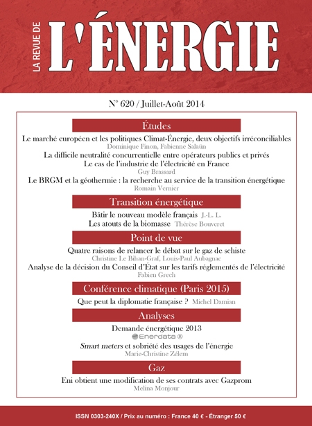 Revue de l'énergie (La) - N° 620, juillet-août 2014