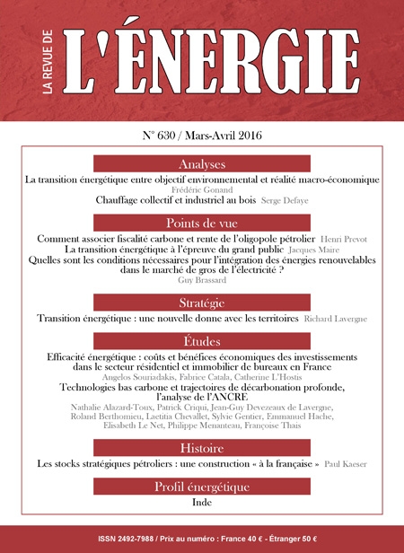Revue de l'énergie (La) - N° 630, mars-avril 2016