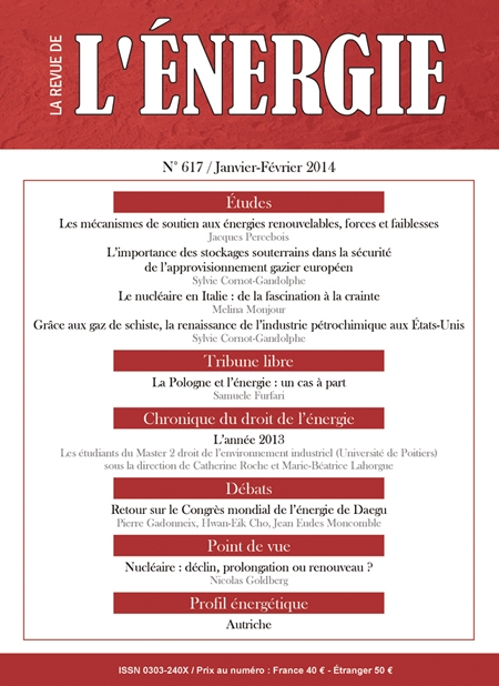 Revue de l'énergie (La) - N° 617, janvier-février 2014