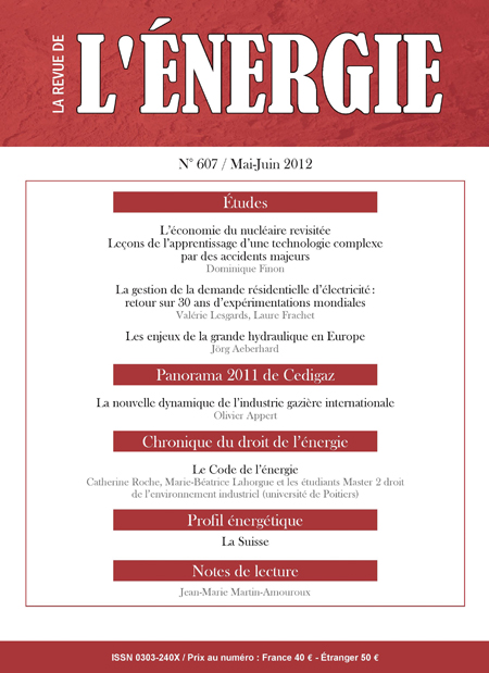 Revue de l'énergie (La) - N° 607, mai-juin 2012